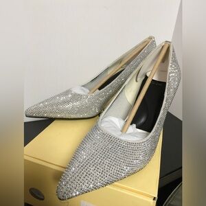 Cosy Island Silver Crystal Embellished Pointed-Toe Pumps - Women